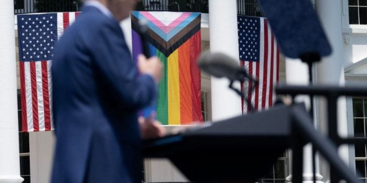 White House accused of US Flag Code violation over Pride Month display