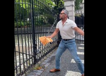 Conservative artist throws pizza at New York City Hall in response to coal-fired oven crackdown