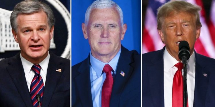 Pence vows to fire FBI Director Wray, says ‘Trump’s policy is the same as Joe Biden’s’