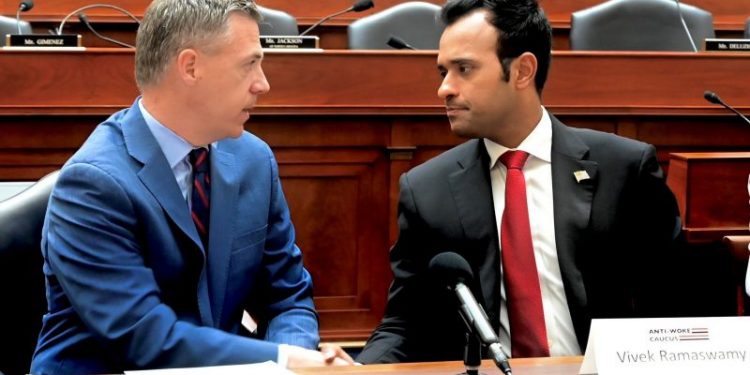 Vivek Ramaswamy promotes anti-wokeness on Capitol Hill — but leaves with no endorsements