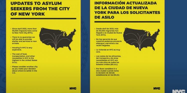 NYC issues posters telling migrants to ‘consider another city,’ warns of sky-high prices