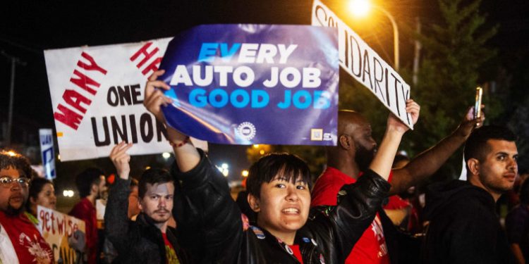 Autoworkers go on strike at plants for each of the Big Three automakers