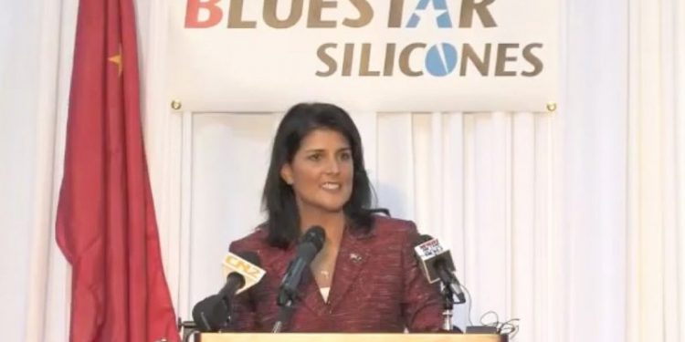 Haley facing heat for bringing Chinese company to South Carolina, standing next to CCP flag praising them