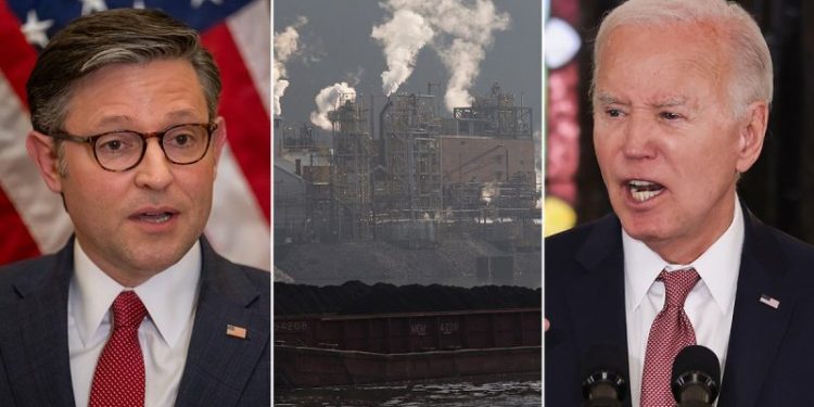 Climate groups urge Speaker Johnson to fight back on Biden’s ‘Green New Deal agenda’