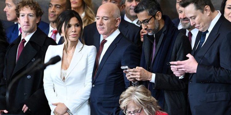Jeff Bezos’ fiancée Lauren Sanchez sparks backlash at Trump inauguration with lingerie-inspired outfit