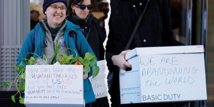 USAID workers send message to Trump on boxes while leaving office for last time